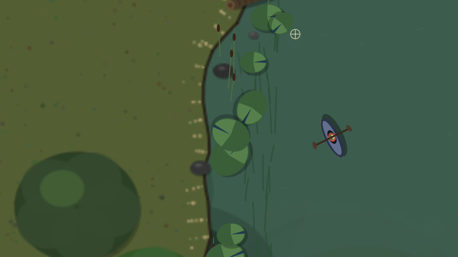 Kayak fishing among lily pads