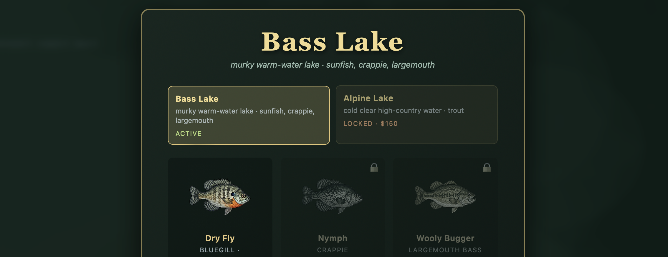 Lake selection menu